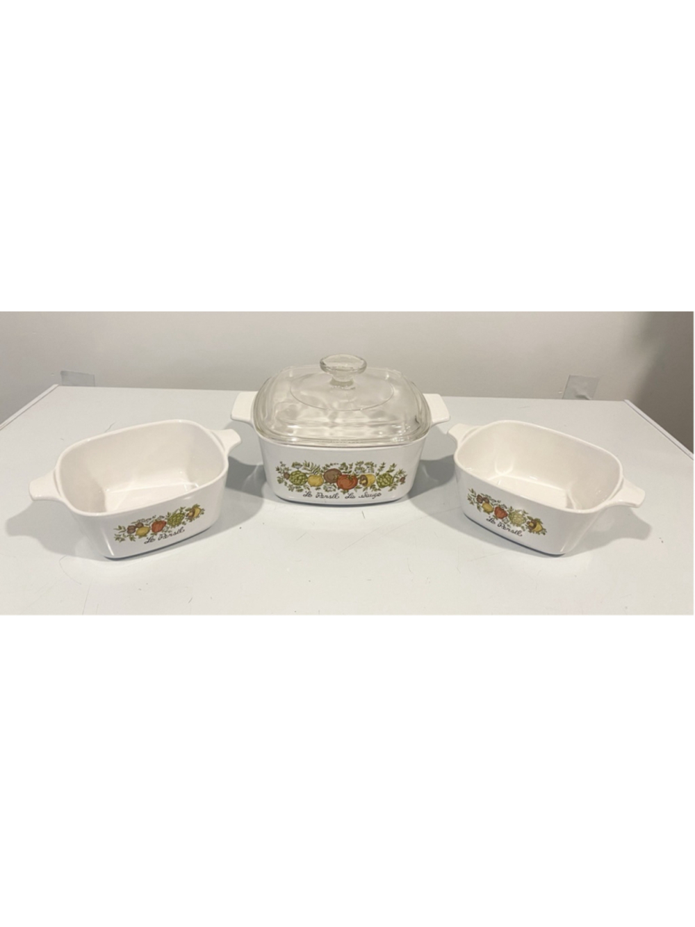 Vintage Corning Ware Spice O’ Life Le Persil Casserole Dish 3 Pc Lot Pyrex Lid
